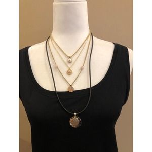 White House Black Market Multi Strand Convertible Gold Tone Necklace